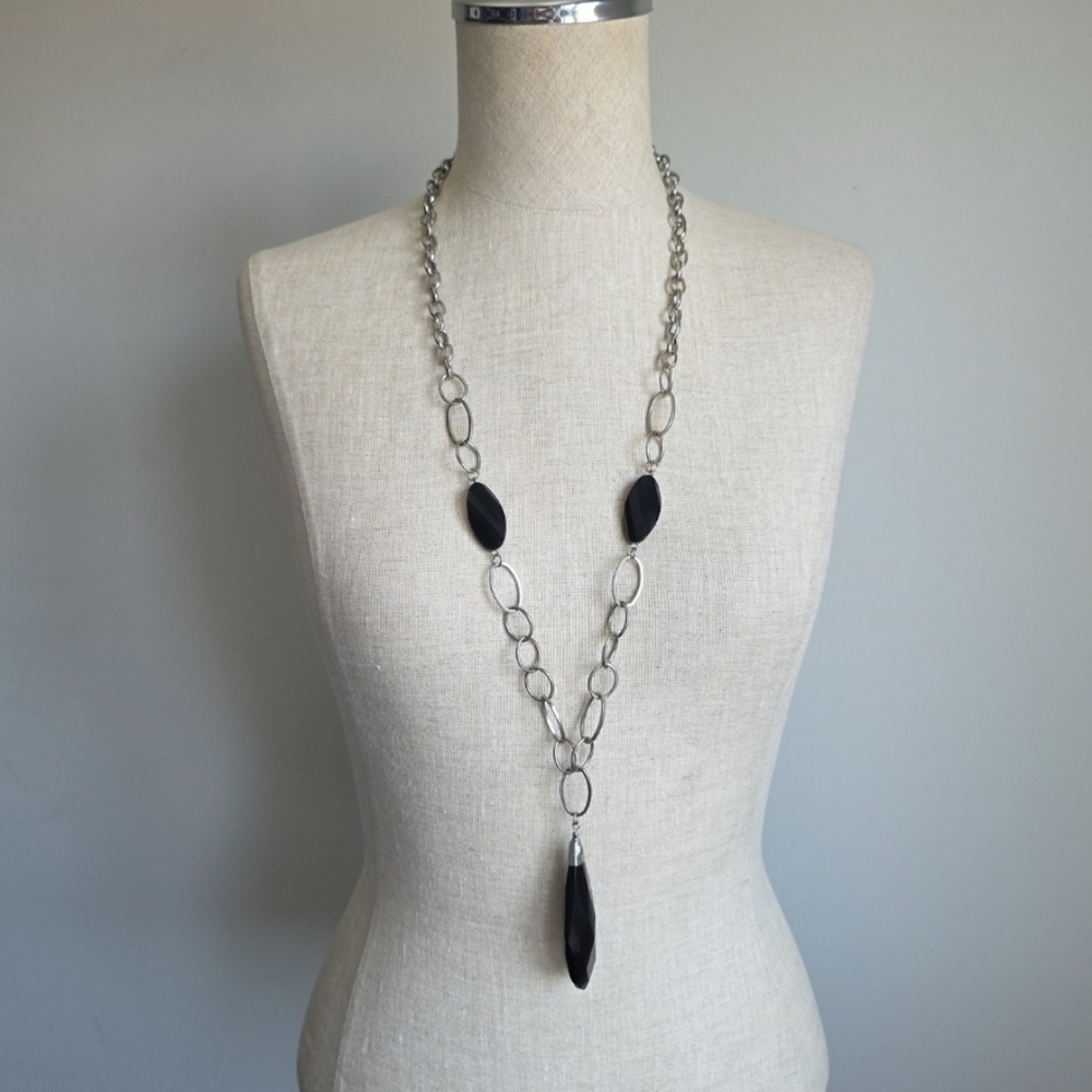 Silver and Black Pendant Necklace